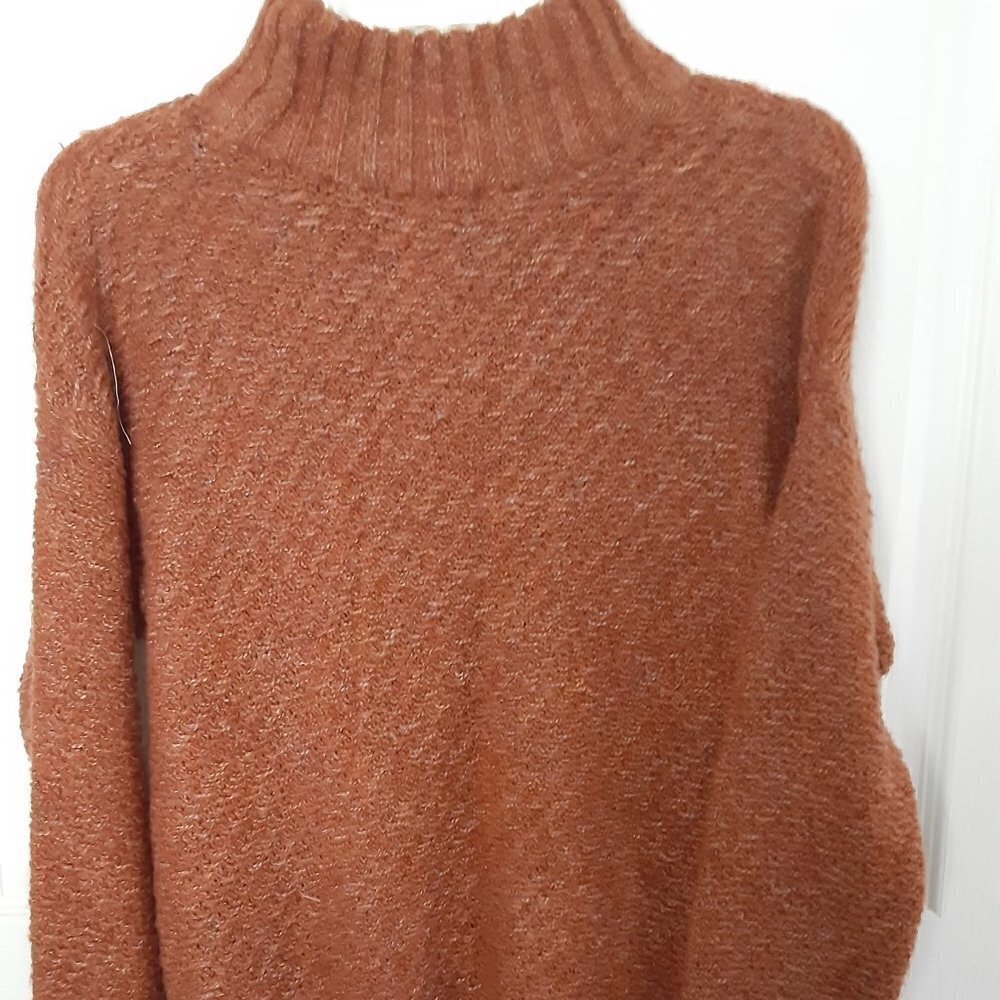 Democracy Size Small Orange 18" Long Sleeve Turtleneck Sweater - Picture 3 of 3